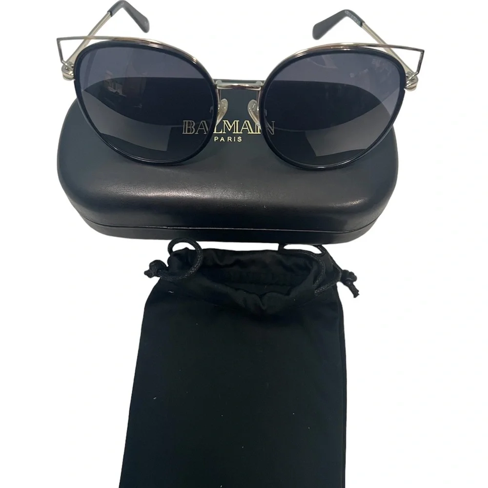 Balmain Paris Oversize Black Metal Sunglasses
